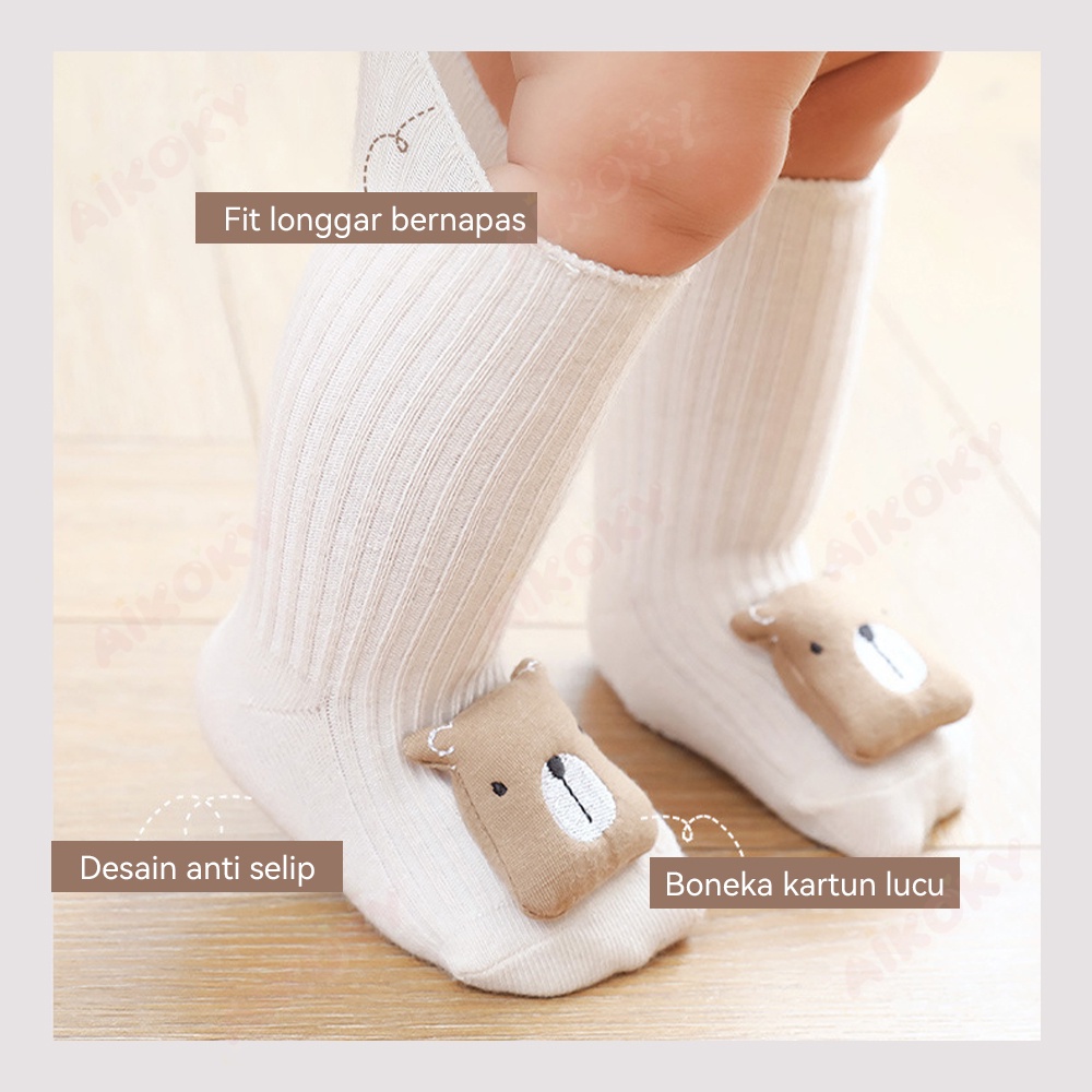 Aikoky Kaos Kaki Bayi Anti Slip 0-12 Bulan/Kaos Kaki Bayi Karakter Lucu 3D