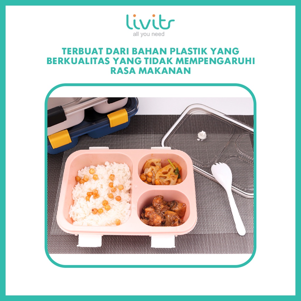 2IN1 KOTAK MAKAN SET !!! Lunch Box I Tempat Kotak Makan I Lunch Box 3 Sekat