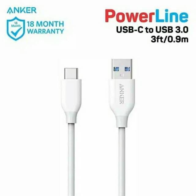 Kabel Data Type C ANKER PowerLine USB 3ft 0.9m High Speed Cabel Data TYPE-C Android