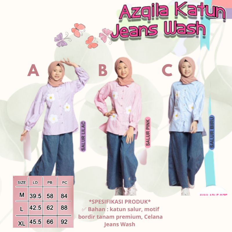 Set Celana Kulot Azqila Katun Jeans Wash