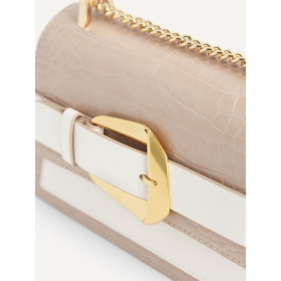 PEDRO BUCKLED CROC-EFFECT SHOULDER BAG - PW2-0043