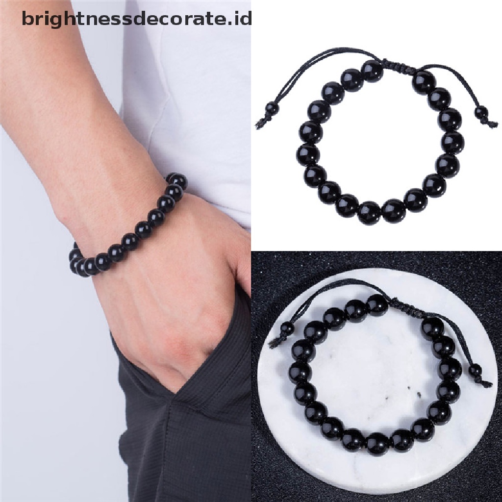 [Birth] Fashion Round Obsidian Stone Healthcare Bracelet Gelang Penurun Berat Badan Perawatan Kesehatan [ID]