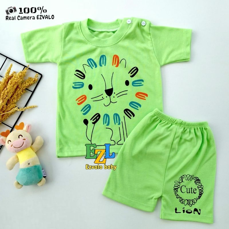 BAJU BAYI SETELAN GAMBAR LION LENGAN PENDEK 3-12 BULAN