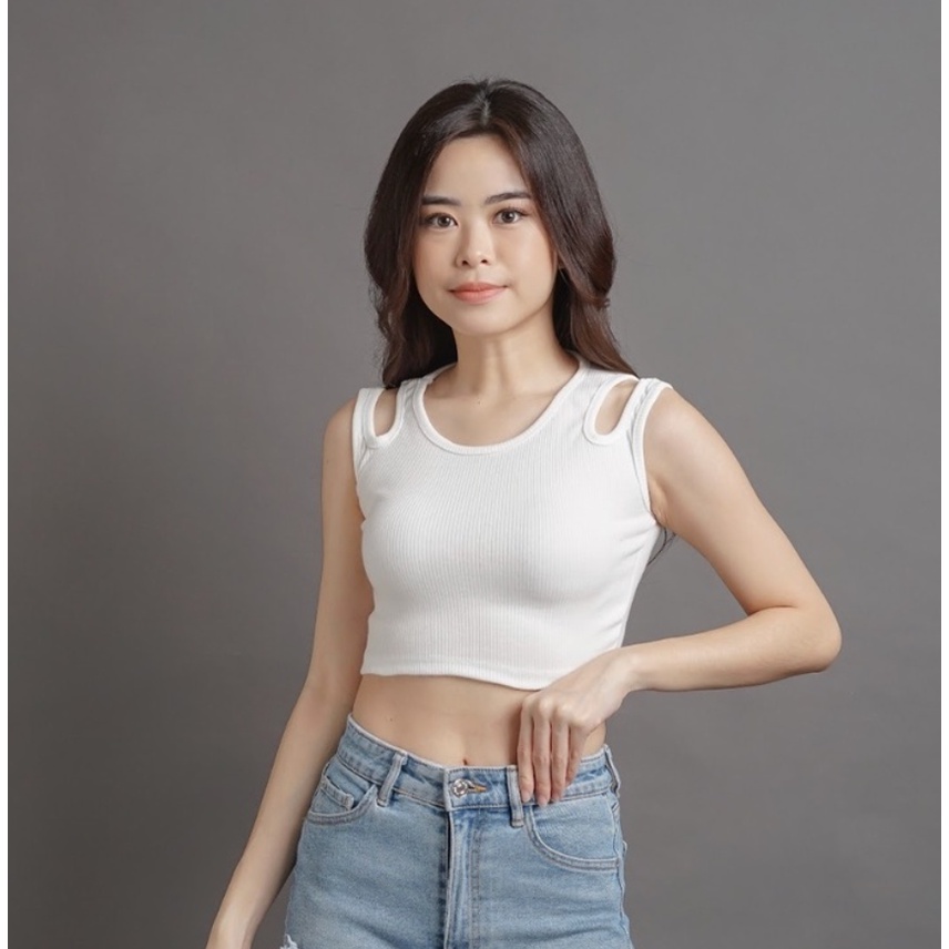 CAVALU Korean Knit Tank Top Crop Top Korea Rajut Tanktop 141