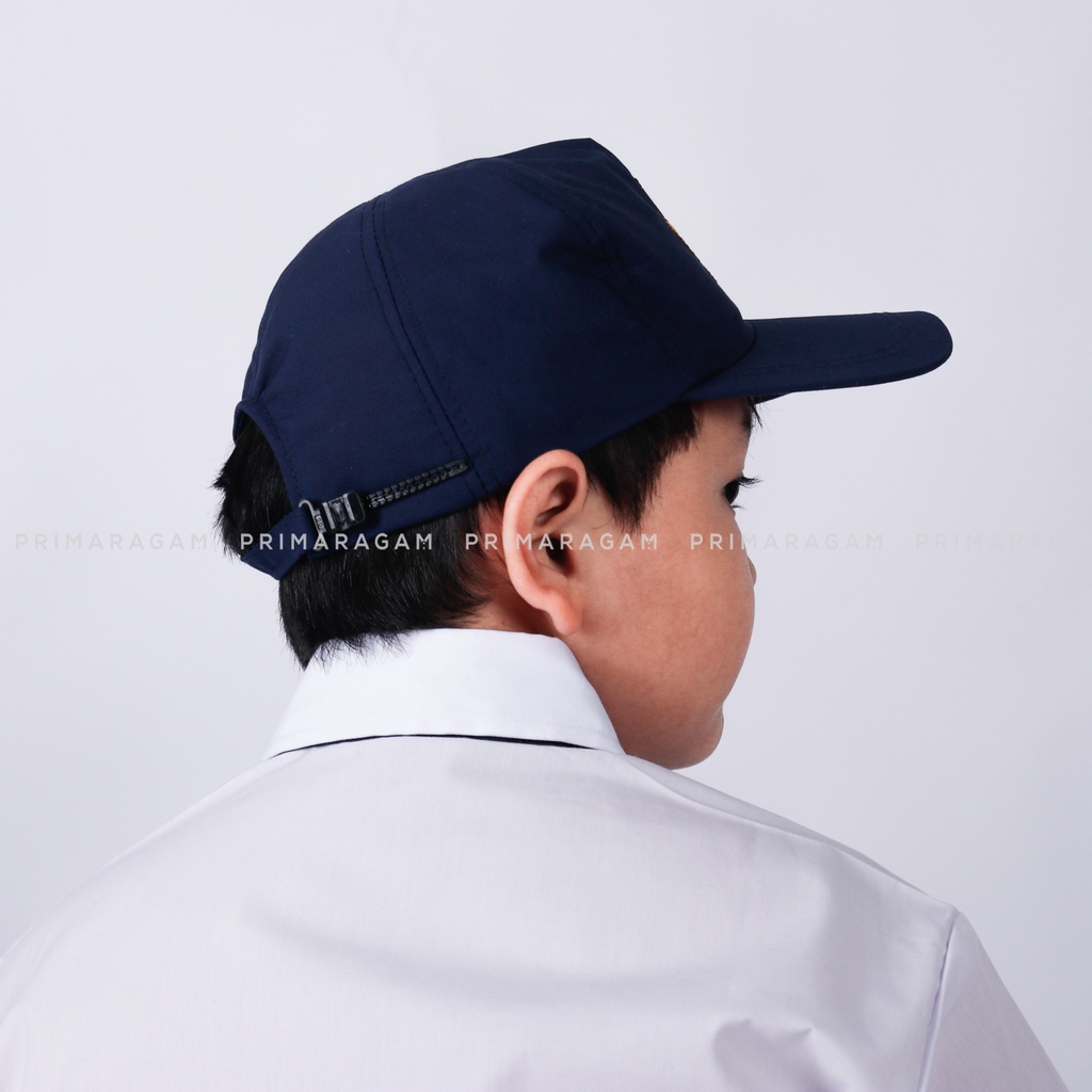 Topi seragam sekolah smp biru rel