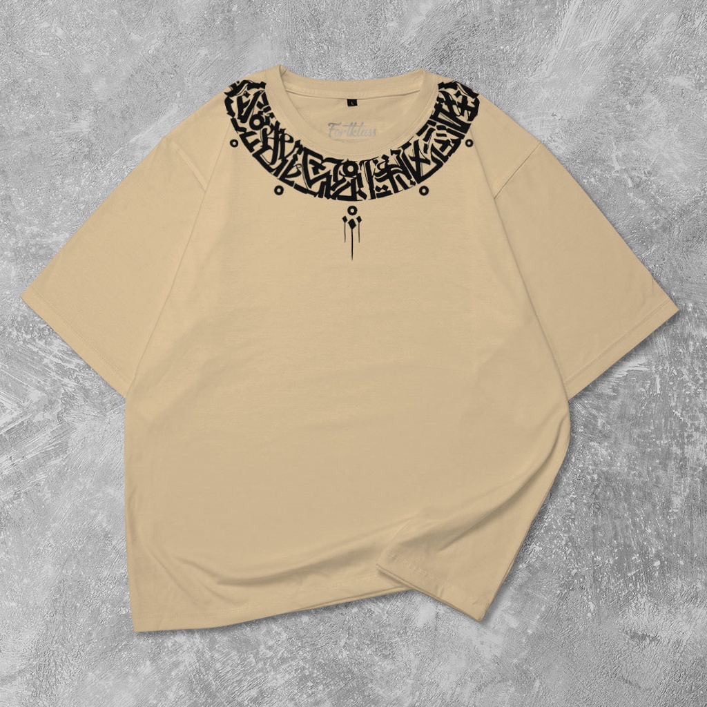 HIPNOP Kaos Oversize Caligraphy T-Shirt Cowok Premium