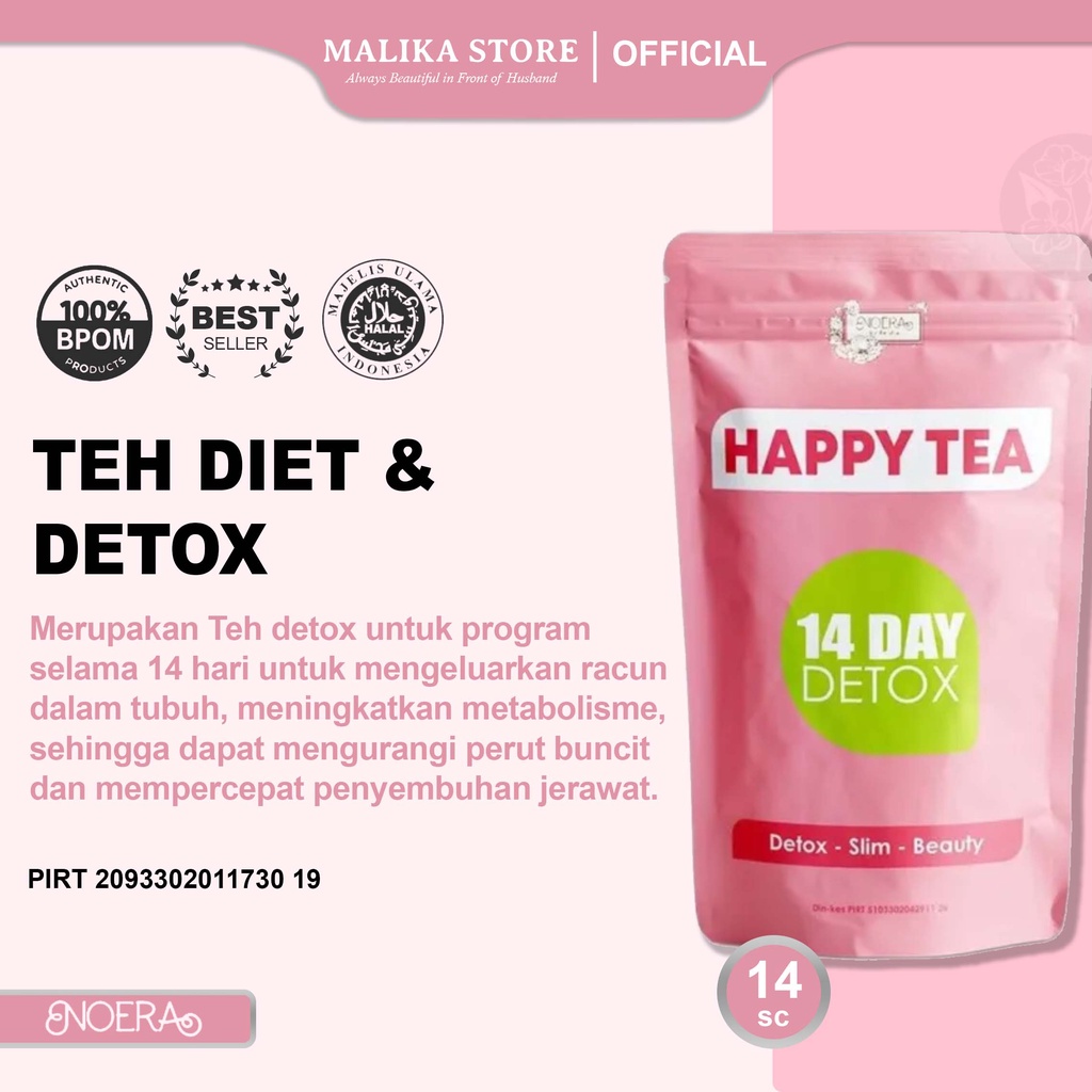 Noera Happy Tea Badan Detoks Beaudelab Teh 1 Peluntur Lemak Slim Paket Diet Herbal Alami Slimming Pr
