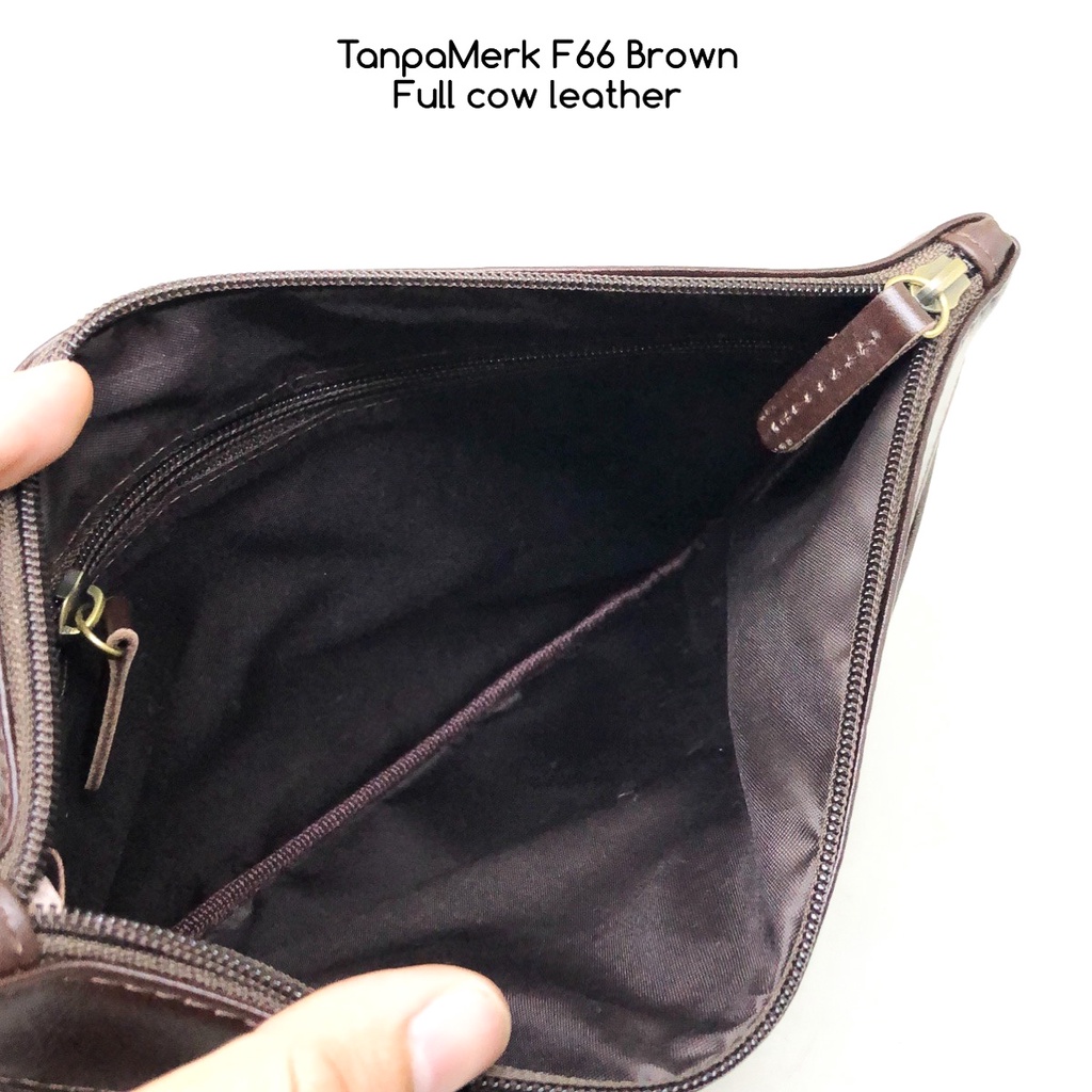 clutch pria TanpaMerk F66 brown original kulit sapi asli