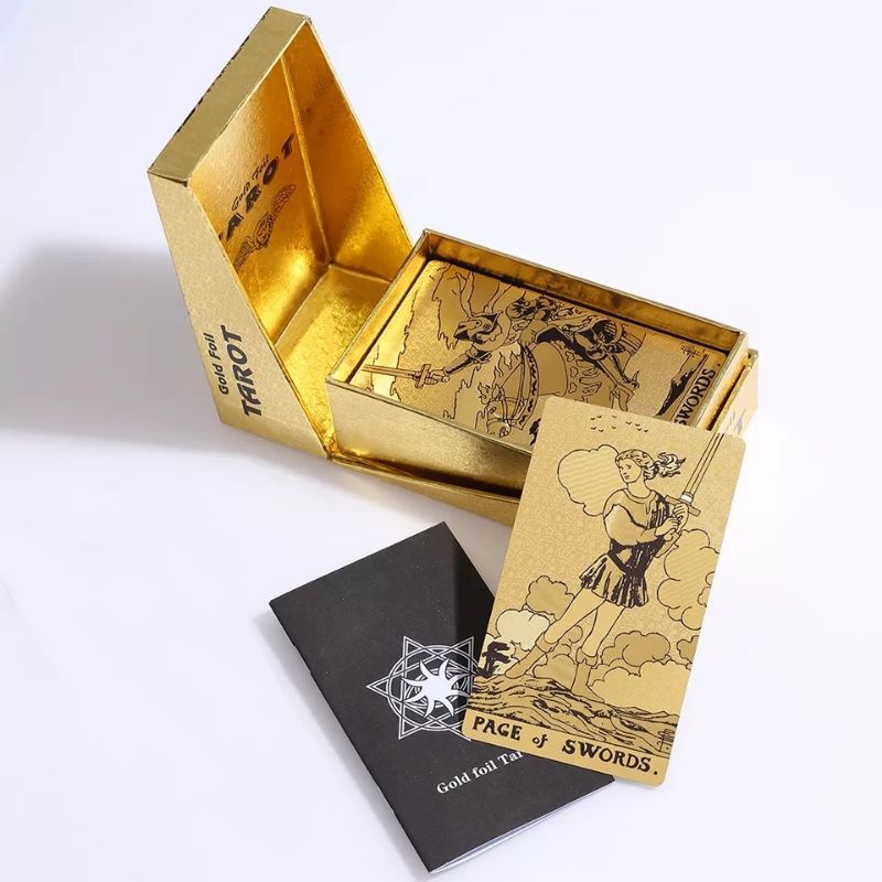 Gold Foil Tarot Pvc Rider 12x7cm include guide paper