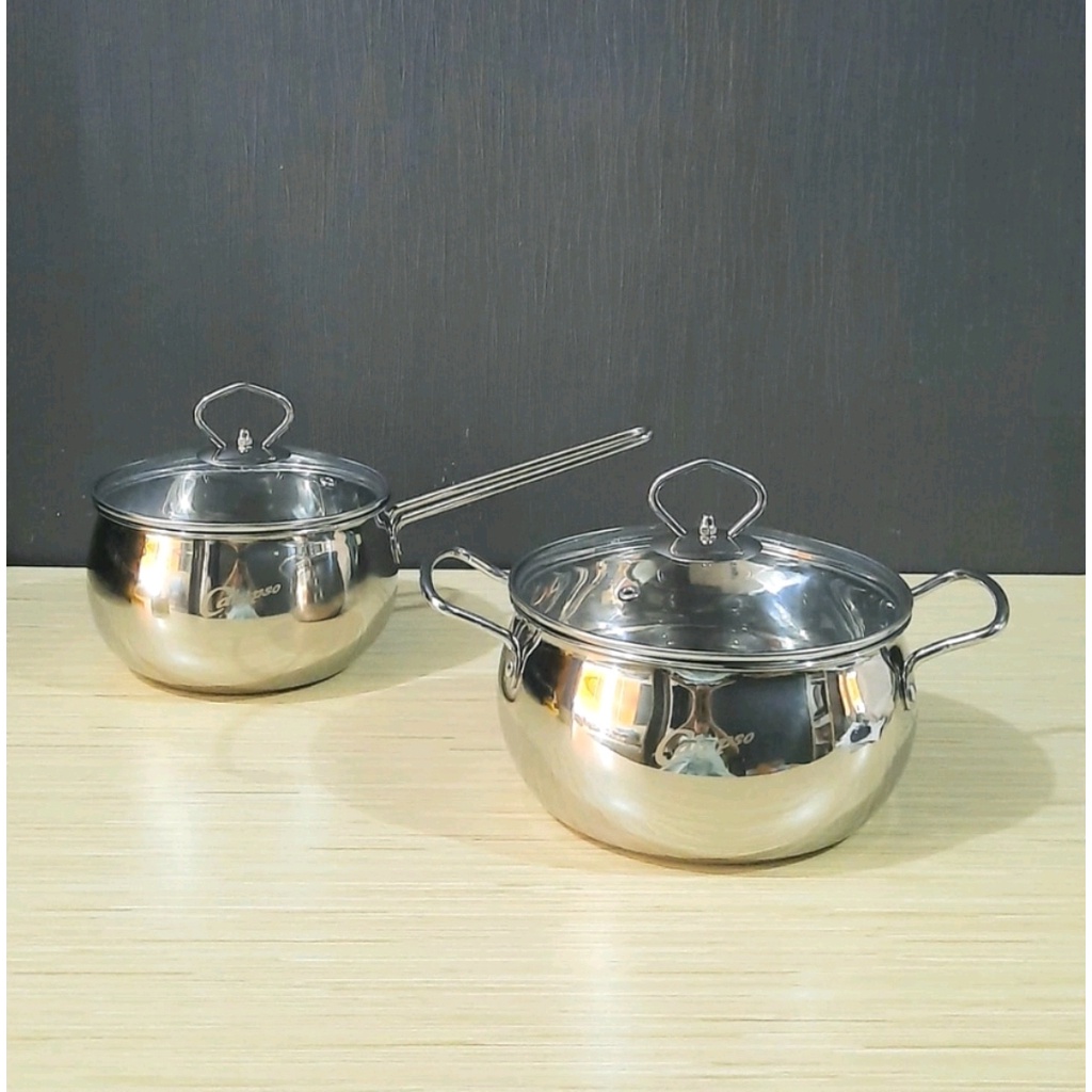[FREE BUBBLE] Panci Labu Calypso Set 2 dan Set 3 / Panci Stainless / Panci Masak