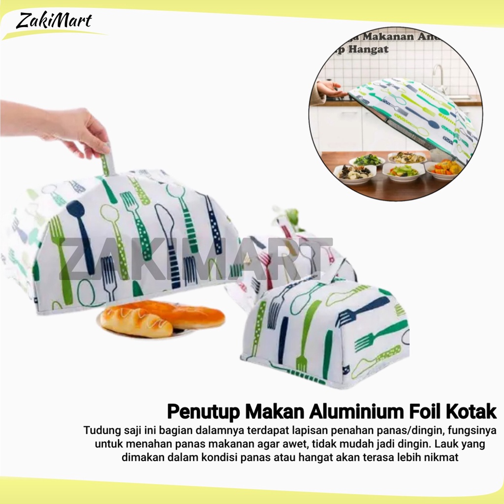 TUDUNG SAJI anti Panas 37x37x15 Penutup Makan Aluminium Foil Kotak Lipat