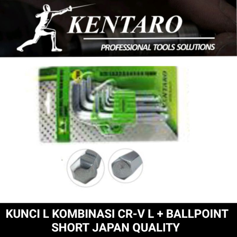 kunci L set 9pcs kombinasi L + ballpoint CRV kentaro Japan quality