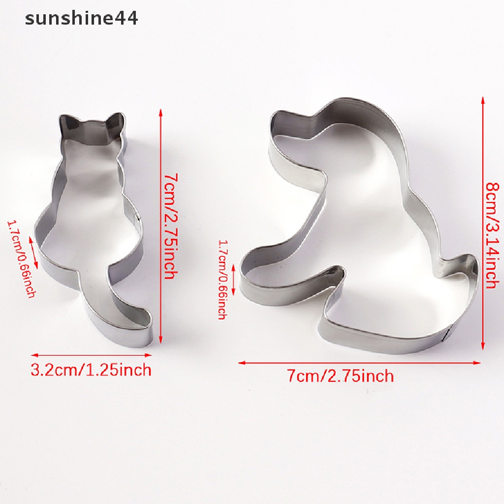 Sunshine 2Pcs Cetakan Kue Kering Bentuk Anak-Anak Rumah Baking Bentuk Hewan Cetakan Stainless Steel.