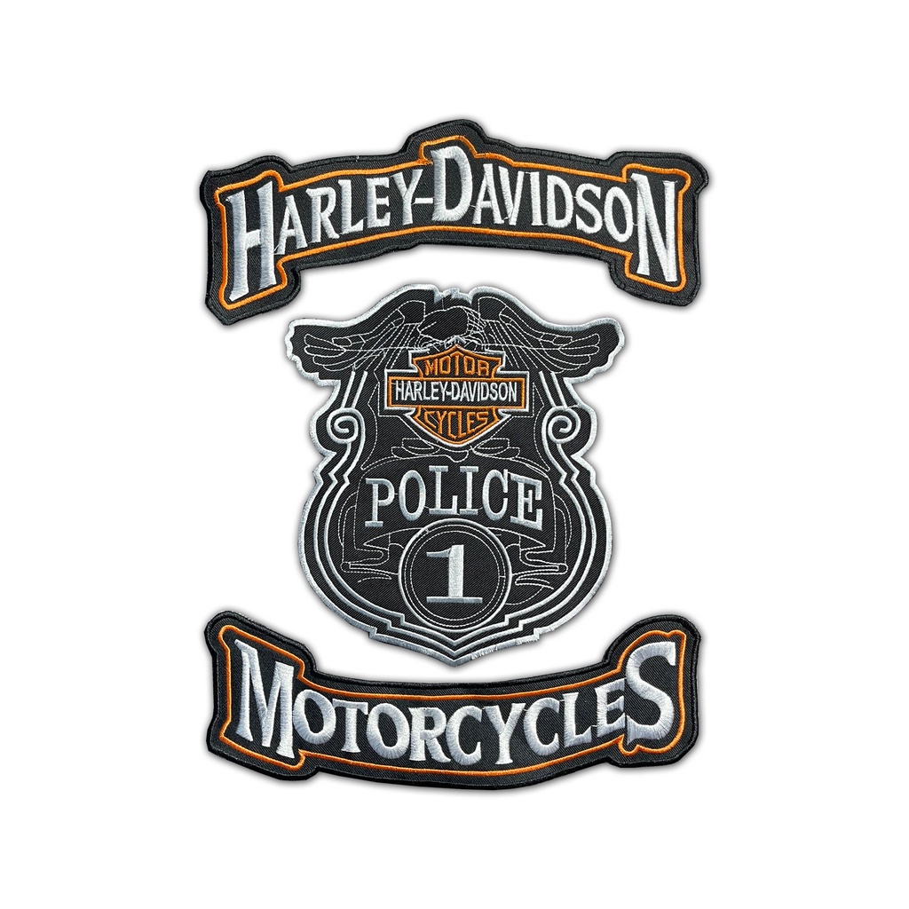 PATCH BORDIR JAHIT/BACK PATCH BESAR SATU SET EMBLEM HARLEY DAVIDSON AKSESORIS PUNGGUNG JAKET