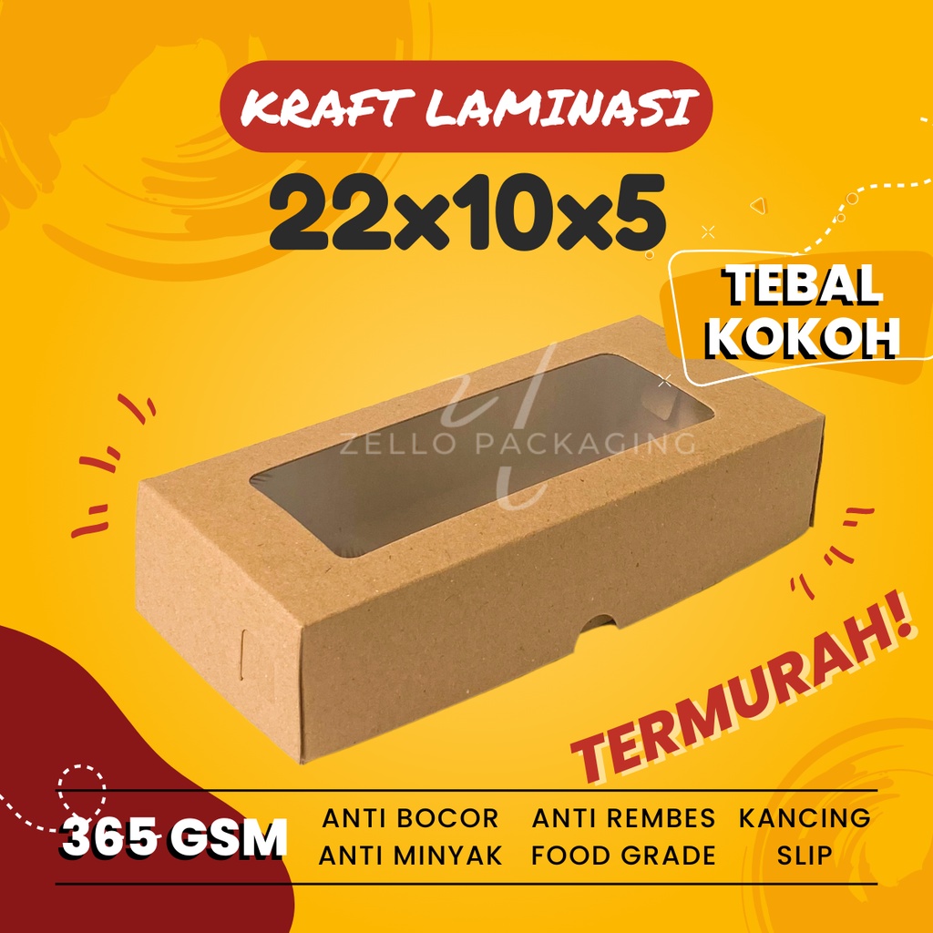 

Box Brownies Cake Kotak Kemasan Kue Snack Kraft Coklat Jendela 22x10x5