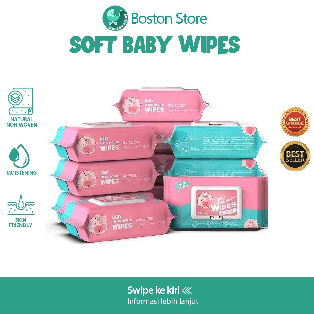 Bostonstore Tissue basah bayi / Baby Wipes Ganti popok / 80 lembar per bungkus