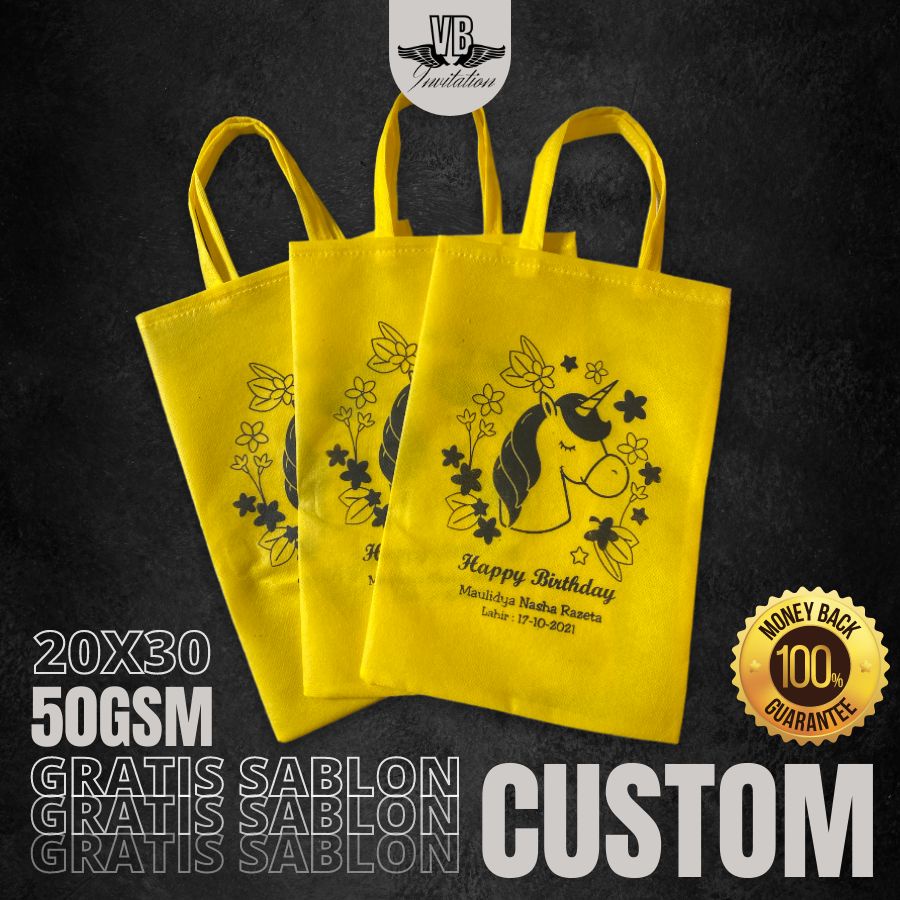 

TAS BINGKISAN SNACK KADO ULTAH ANAK FREE CUSTOM SABLON UNIK LUCU GOODIEBAG TASYAKURAN AQIQAH F20.30 50GSM