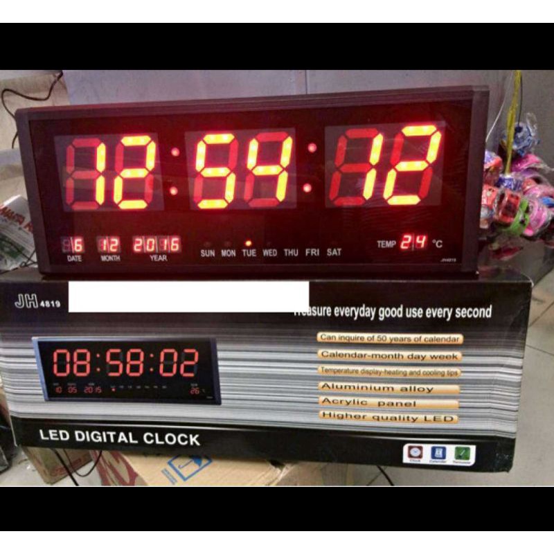 JAM DINDING DIGITAL LED JH 4819 MERAH WALL CLOCK