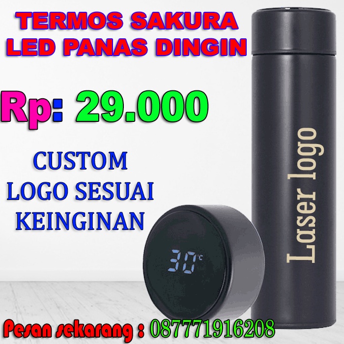 TUMBLER SAKURA LED/TERMOS SUHU/TUMBLER CUSTOM/BOTOL MINUM KOPI