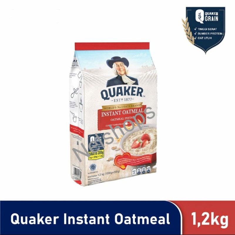 

Quaker Instant Oatmeal 1200 gr 1.2 kg 1.2kg Merah