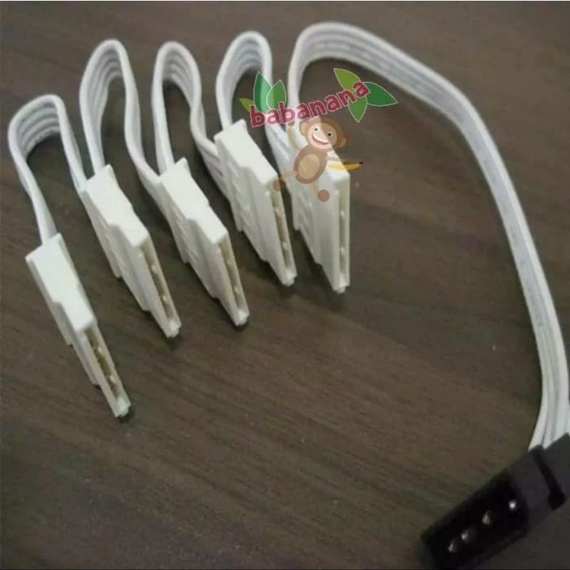 Kabel Splitter 1x Molex Power 4 pin to 5x Power Sata Cable White Putih