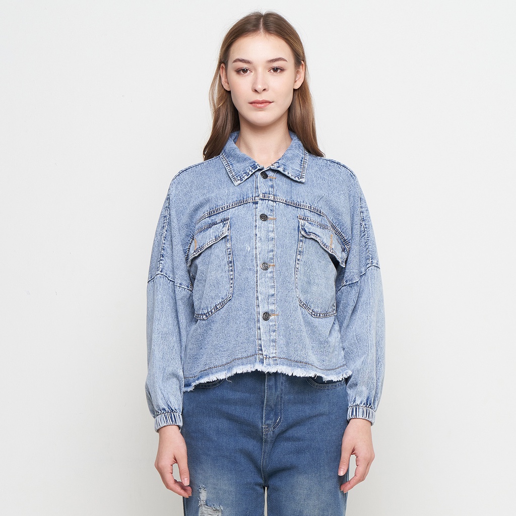 EMOLINE Over Size Denim Jacket Stella - Jaket Jeans Oversize Wanita