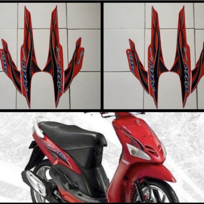 TERLARIS | Stiker Striping List Body Full Set Motor Yamaha Mio Sporty 2005 Merah