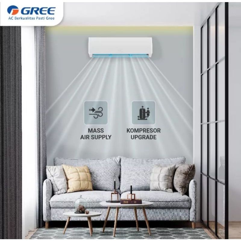 AC GREE 1 PK WATT KECIL GWC 09 MOO5 ( TERMASUK PEMASANGAN )