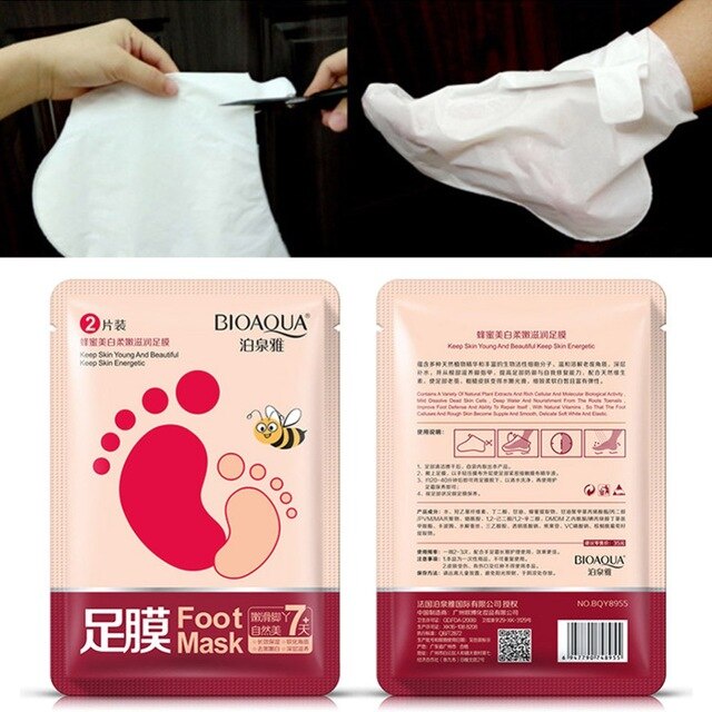 Masker Kaki Bioaqua Tumit Pecah Sel Kulit Mati Honey Soft Exfoliating and Moisturizing Foot Mask