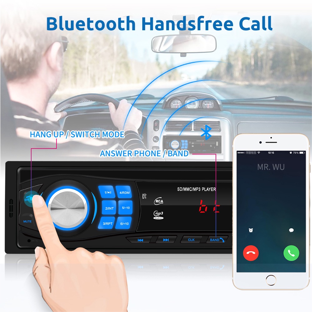 ESSGOO Single 1 Din Car Stereo Radio Bluetooth MP3 Car Player FM Receiver USB/TF/AUX Radio