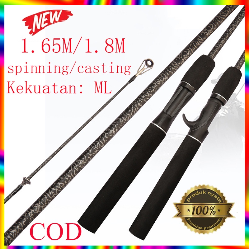 Joran Pancing Carbon Fiber Telescopic 2 Segments 1.65M/1.8M Fishing Rod Carbon Fiber Spinning &amp; Casting Fishing Pole 2 Section