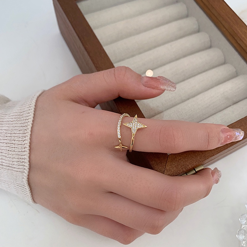 New Arrival Cincin Fashion Wanita Pesta Klasik Geometris Semua Kompatibel Rings Sederhana Lucu Elegan Bintang Perempuan Perhiasan