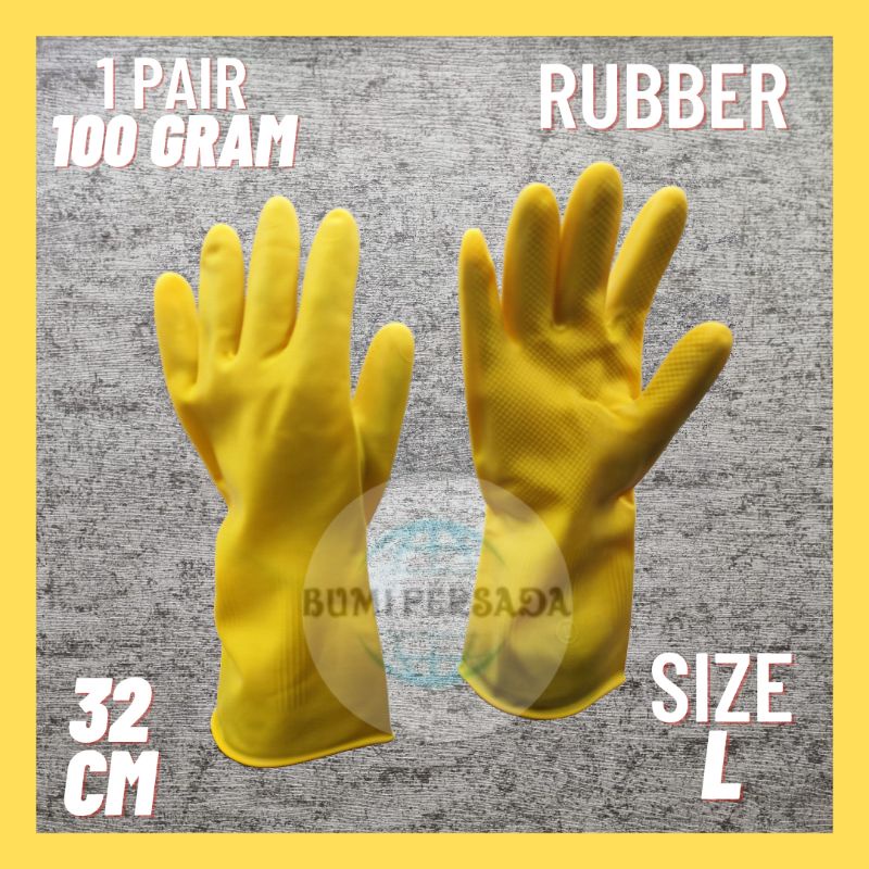 Sarung tangan Karet Latex Dotted  Rubber Hand Gloves Tebal Betkualitas 30cm 1 pasang kanan kiri segel