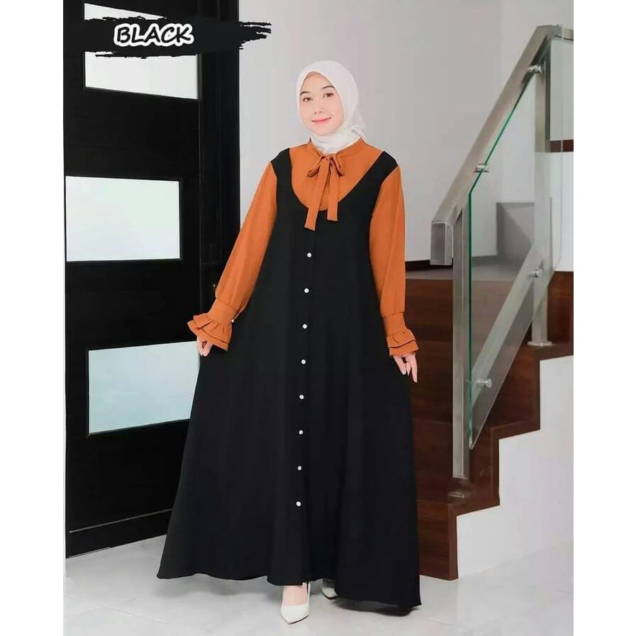 Baju Wanita Gamis Crinkle Busana Muslim Wanita Terbaru Syaena Maxy Dress Panjang Gamis Jumbo Outfit Wanita Kekinian