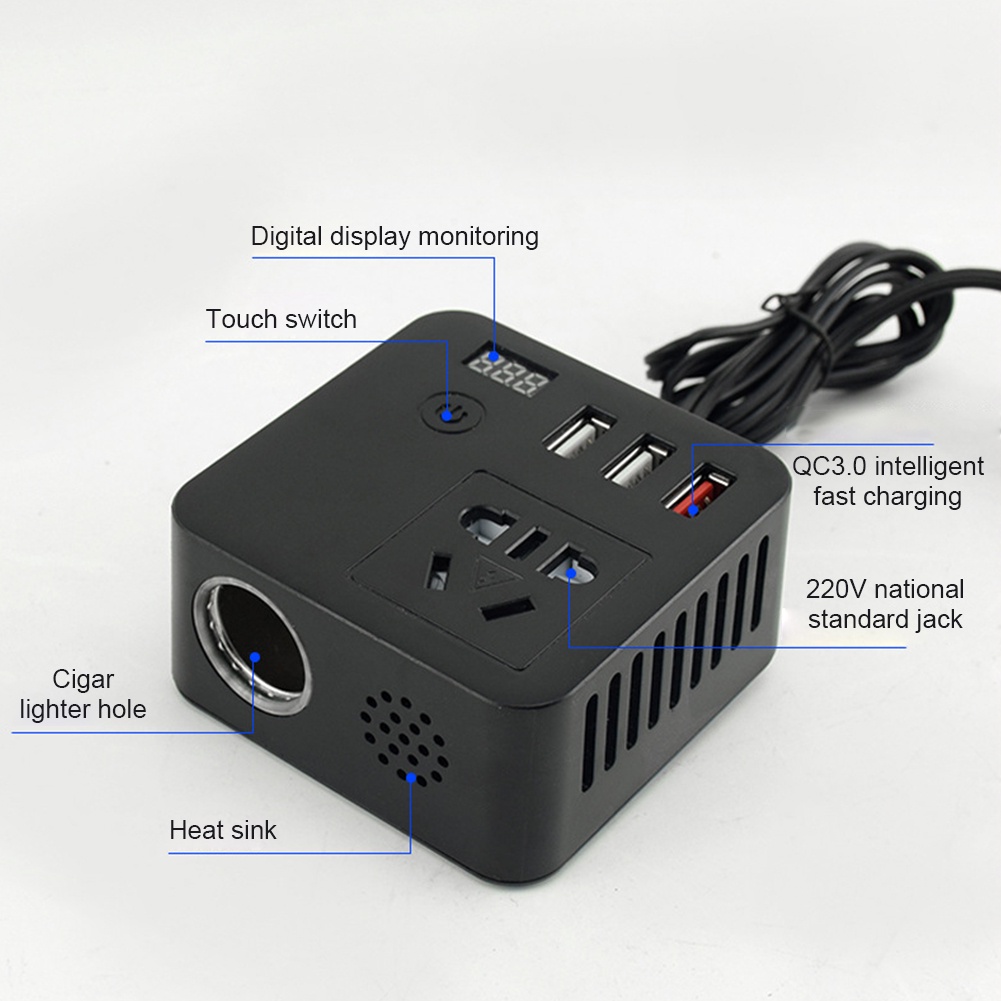 Car INVERTER 12V24V Universal ke 220V Pengisi Daya Cepat Adaptor USB QC 3.0 Power Inverter