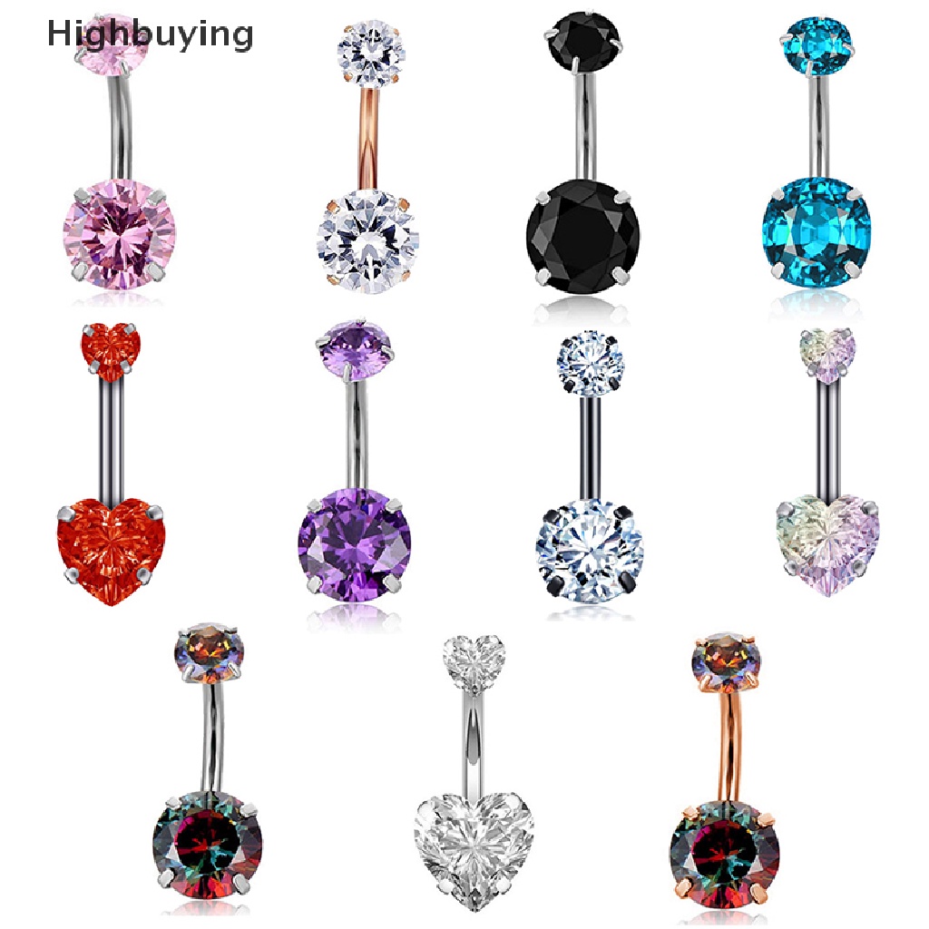 Hbid Heart Belly Button Ring Cincin Pusar Cincin Perut Stainless Steel Glory