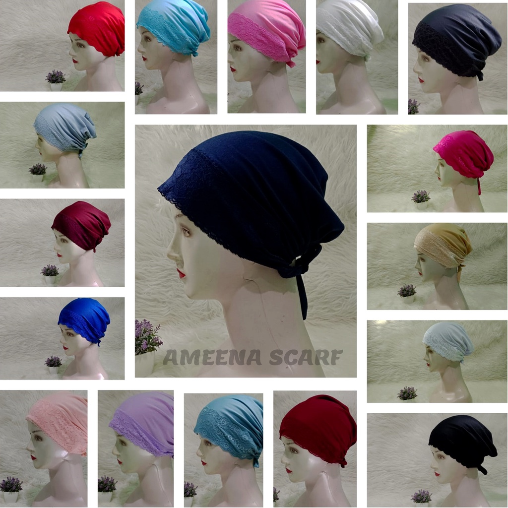 ciput dalaman kerudung/dalaman hijab/dalaman hijab renda tali belakang/dalaman kerudung 1 lusin/dala