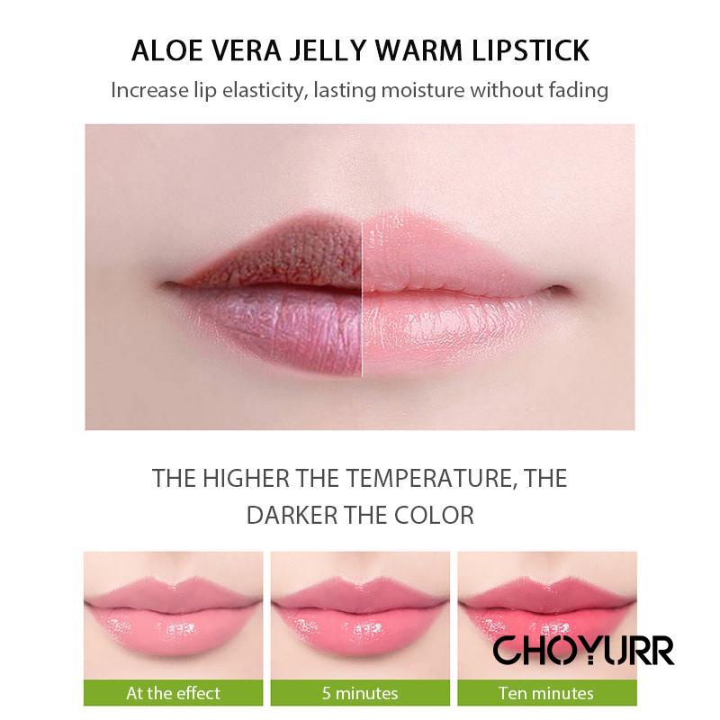 【COD】Aloe Vera Lip Balm Lipstick Temperature Sensitive Berubah Warna Jelly Lip Balm  Nourishing Moisturizing Long Lasting Non-stick Cup-CH