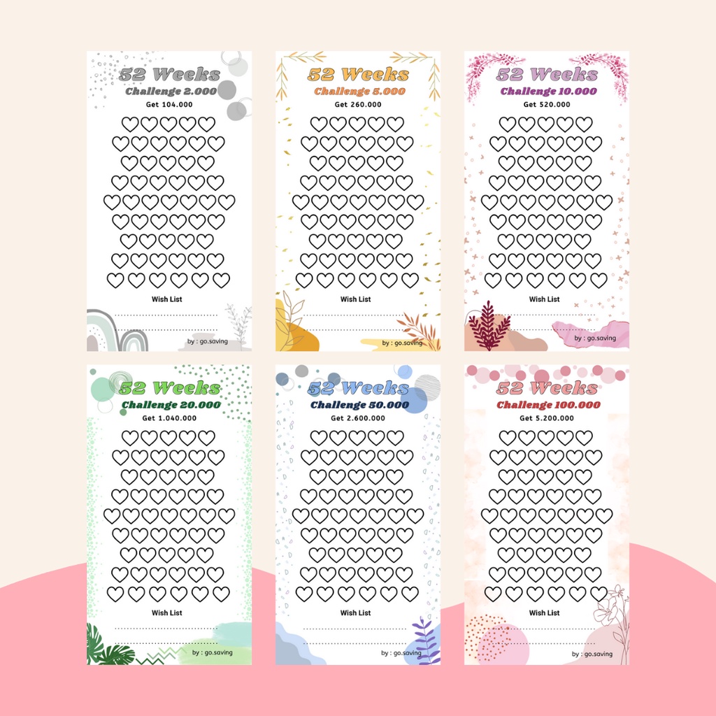 

Binder Saving Challenge 52 Weeks / Binder Tantangan Menabung 52 Minggu / Binder A6