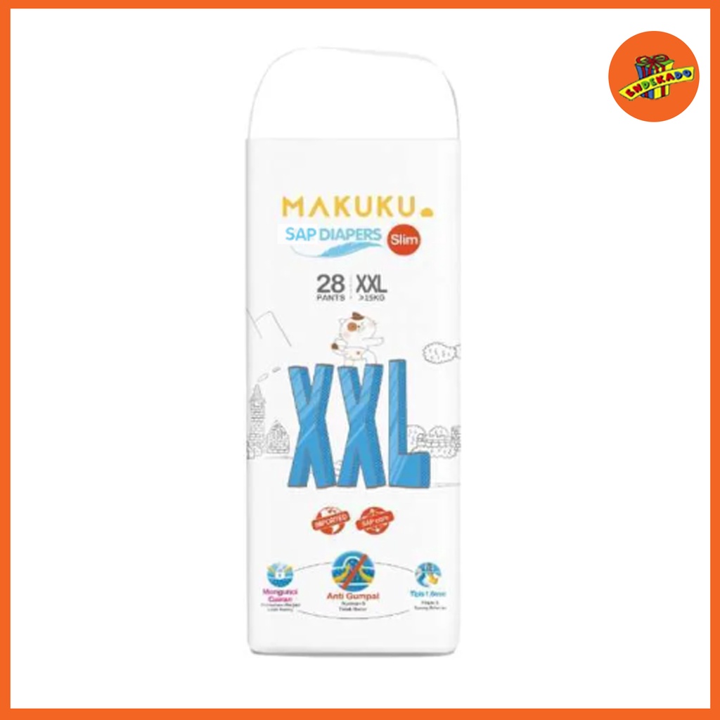 MAKUKU AIR DIAPERS PANTS XXL 28 PC - Popok Celana Anti Gumpal