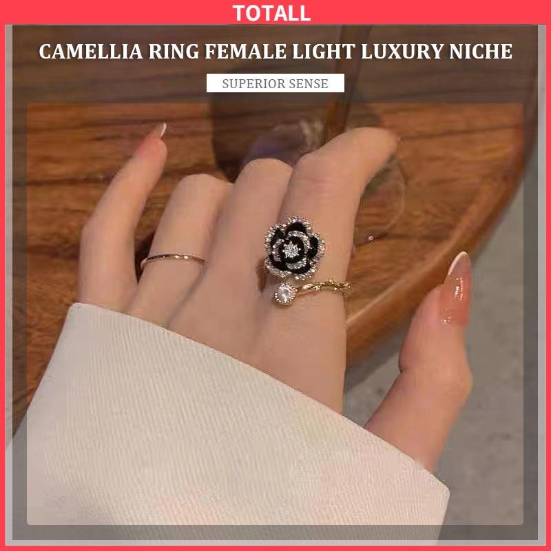 COD Cincin Camellia Berlian Aksesori Cincin Mewah Wanita-Totall