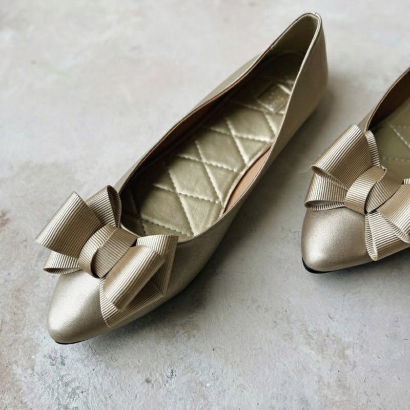 Kimberly Pointy Champagne Flats Flatshoes Shoes Flat