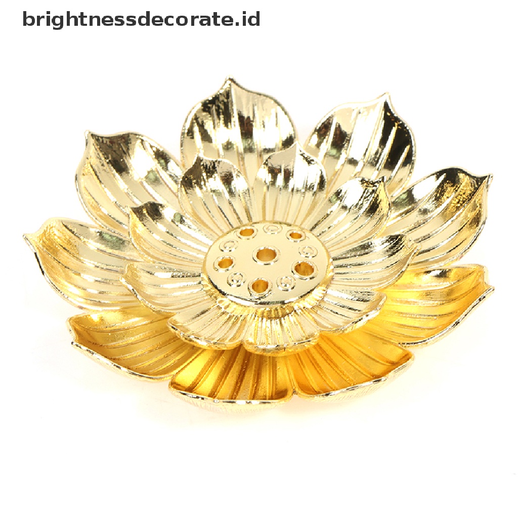 [Birth] Gold Incense Burner Stick Holder Buddhism Lotus Line Incense plate Alas Candi [ID]