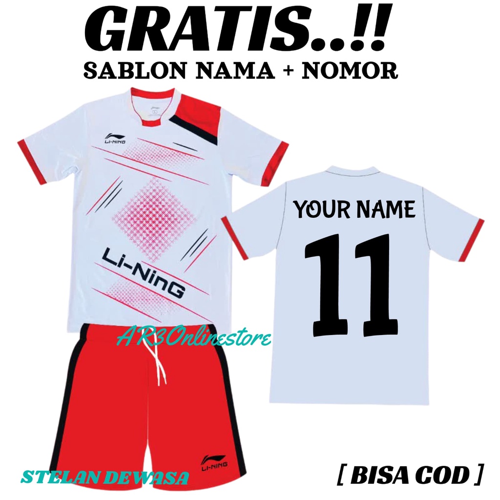 ( FREE SABLON NAMA + NOMOR ) Baju stelan olahraga pria/wanita kaos badmjinton bulutangkis tenis voli bola futsal motif terbaru