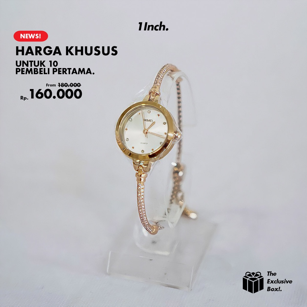 Gelang Jam Tangan Analog Serut Rantai Wanita SKMEI Cewek Wanita Pria Unisex Anti Air Tahan Air Stain