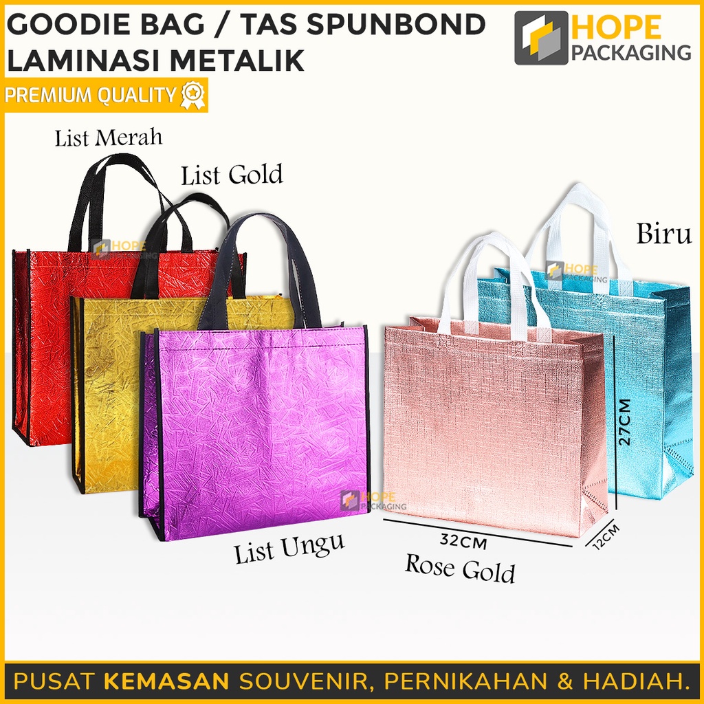 Goodie Bag Glossy / Tas Spunbond laminasi Metalik / tas glossy serbaguna / souvenir bag