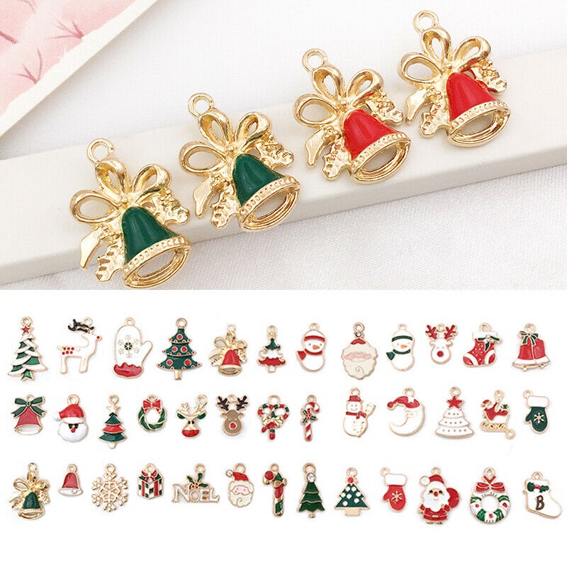 Produk Dekorasi Natal/Xmas DIY Buatan Tangan Membuat Perhiasan 1Set Campuran Warna-Warni Seri Natal Enamel Charms Liontin/Penjualan Panas