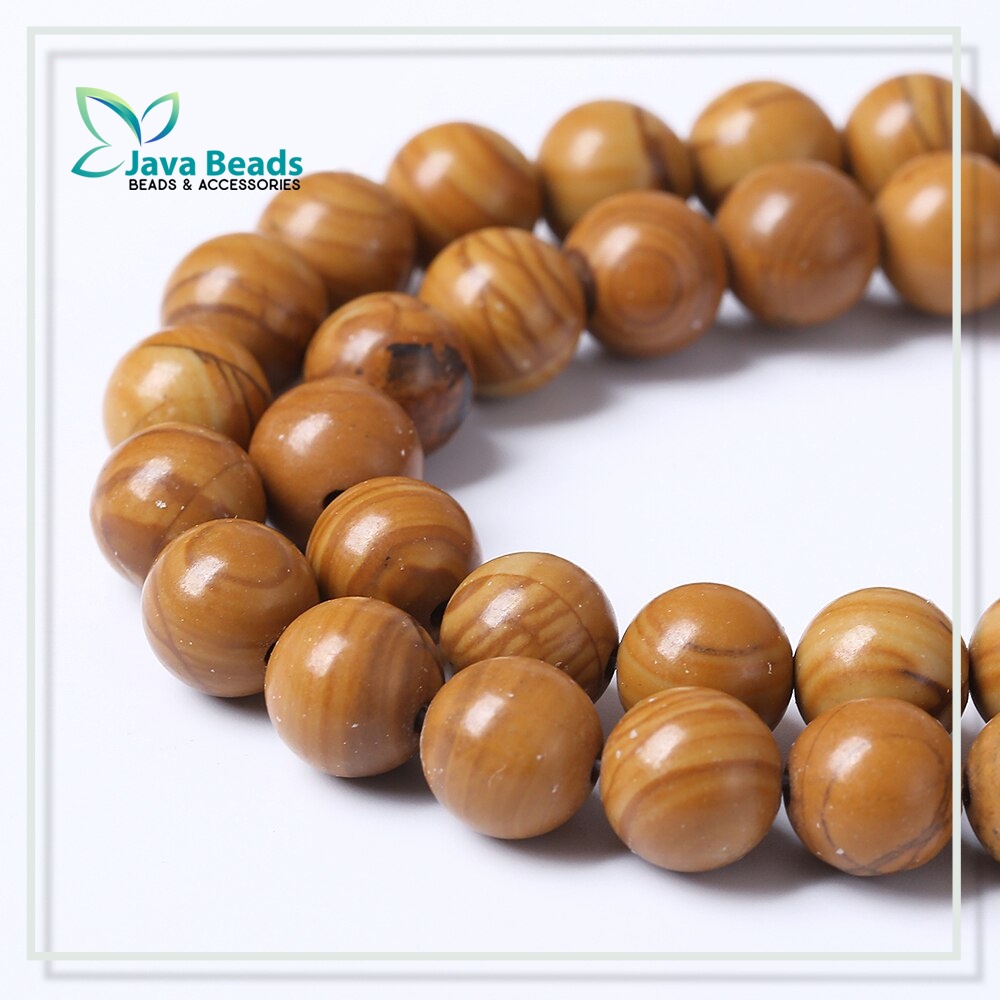 Manik Batu Wood Grain Jasper Round Beads