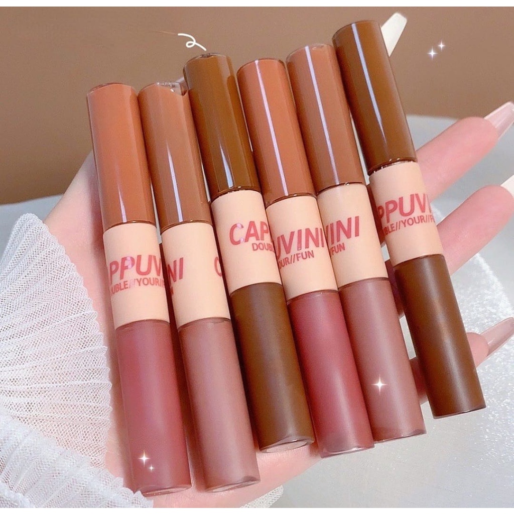 CAPPUVINI 2in1 Lipstick Lip Cream Lip Gloss dua sisi Matte LIPSTICK GLOSSY Lipstik CAPPUVINI ORI