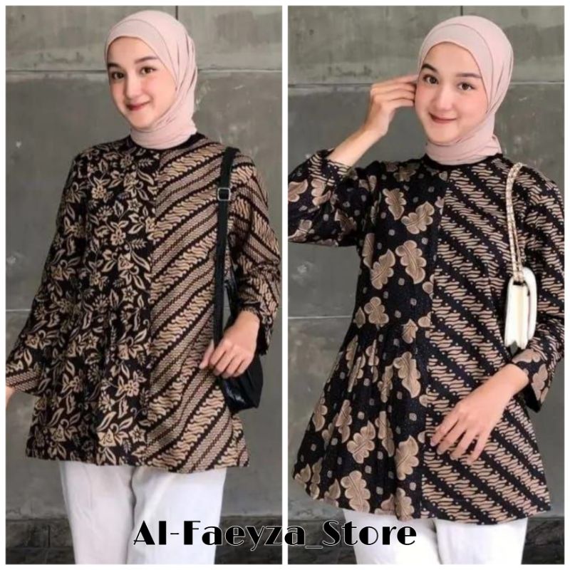 tey-17 Batik wanita ASJ SA HRB026 Kenongo Kemeja Tosca Pendek